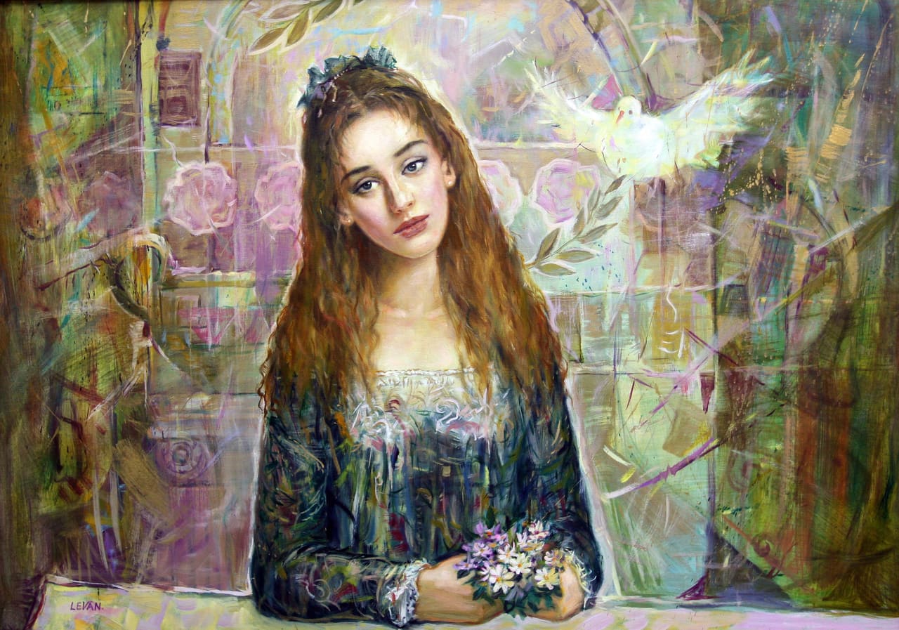 Girl with pigeon — Gogidadze Levan